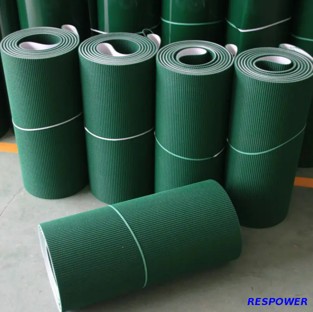 Green PVC Conveyor Belts with Rough Surface and Grass Pattern Flat Belt Type OEM